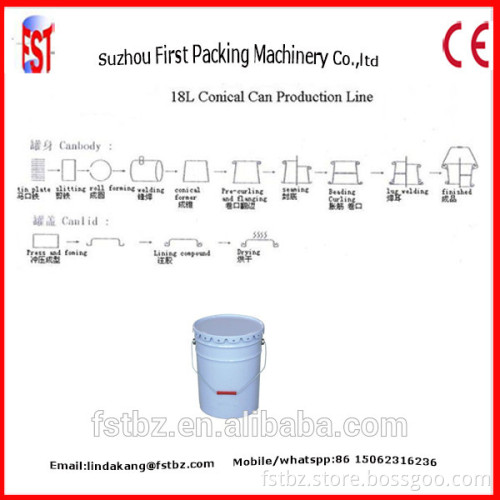 Conical Steel Barrel Can 25l Tinplate Pail Making Machine